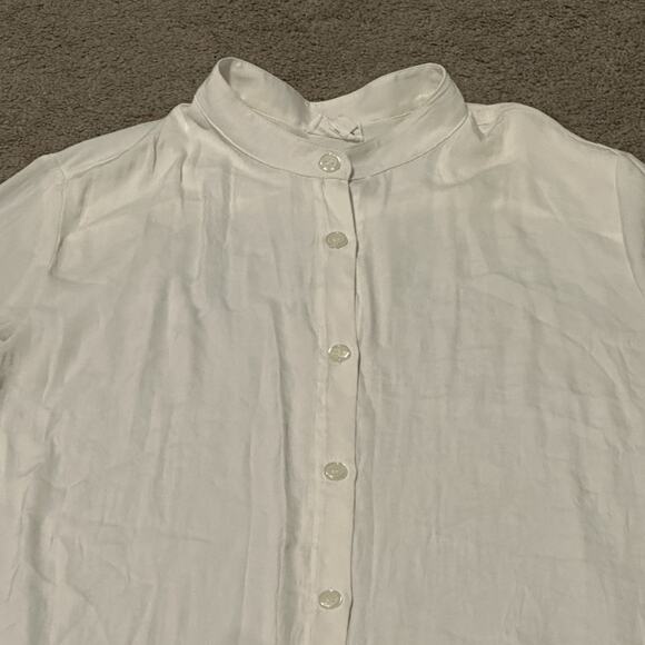 Summersalt Women M Dress Maxi Button Front Long Sleeve Roll Tab White READ - Picture 3 of 8